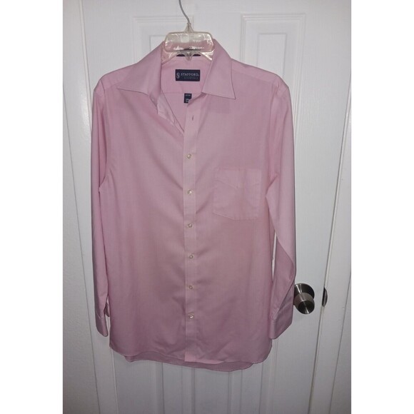 Stafford Essentials Long Sleeve Dress Shirts Size 15.5 34/35 & 32/33 Lot Of 2 - Picture 6 of 10